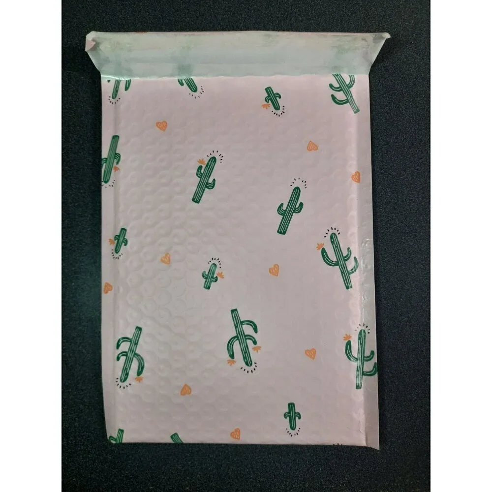 6x10 Bubble Padded Polymailer Envelopes Pink Cactus Western Desert Print 100 PK